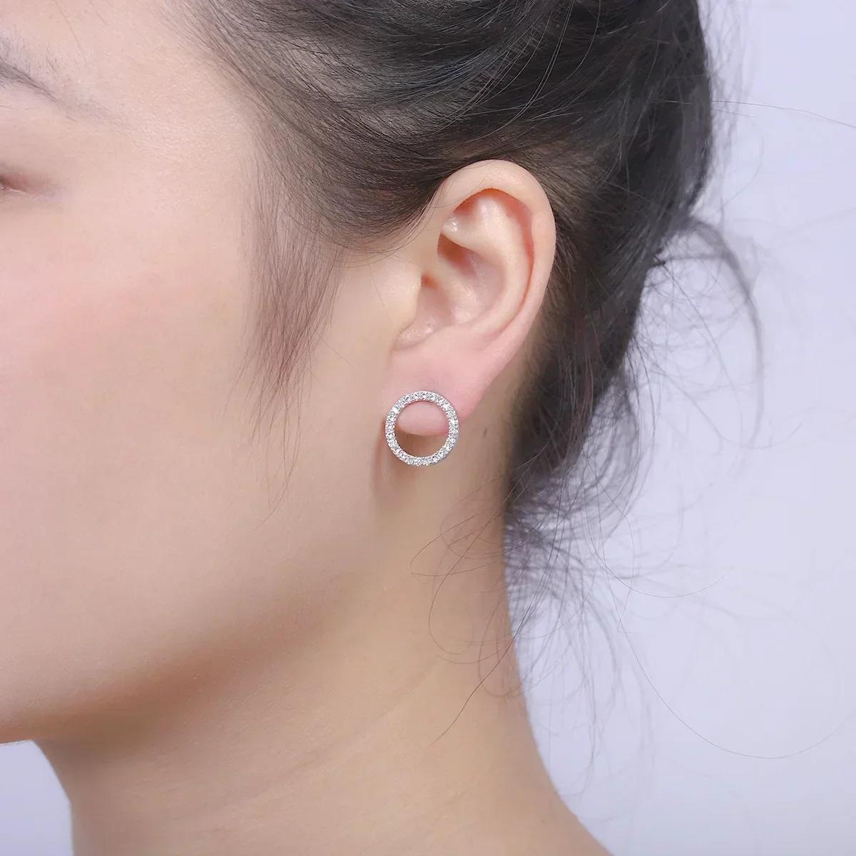 New Delicate Small Circle Stud Earrings Women Gold Color Crystal Minimalist Korean Party Summer Fashion Jewelry Accessories Gift