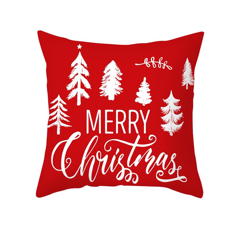 Plaid Christmas Pillow Cover Letter Christmas Tree Sofa Cushion Cover Peach Skin Cushion Home