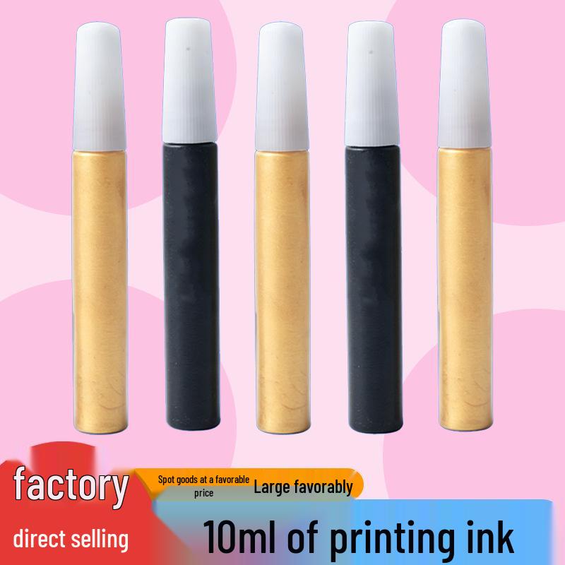 Quick-Drying Gold & Black 10ml Acrylic Paint for Children's DIY New Year Art Projects