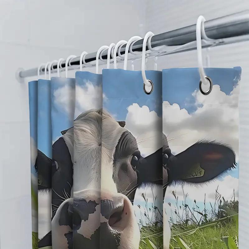 Curious Cow Print Shower Curtain for Home Decor - Unique andFunny Design High Quality and Durable Material Easy-Clean Non-Toxic