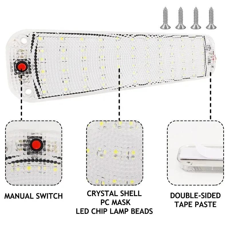 1pc Car Interior Led Light Bar White Light Tube with Switch for Van Truck RV Camper Boat Indoor Car Ceiling Lights Auto Parts