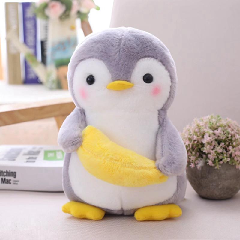 25cm/45cm Kawaii Fluffy Penguin Plush with Bow Tie & Fruit Accents Ideal Gift for Penguin Lovers Home Sofa Bed Decoration