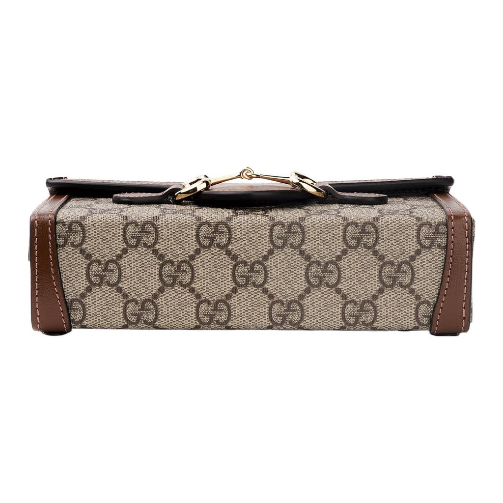 Gucci Horsebit 1955 Logo Canvas And Leather Mini Shoulder Bag Unisex Shoulder Bag Brown Ebony 699296-92TCG-8563