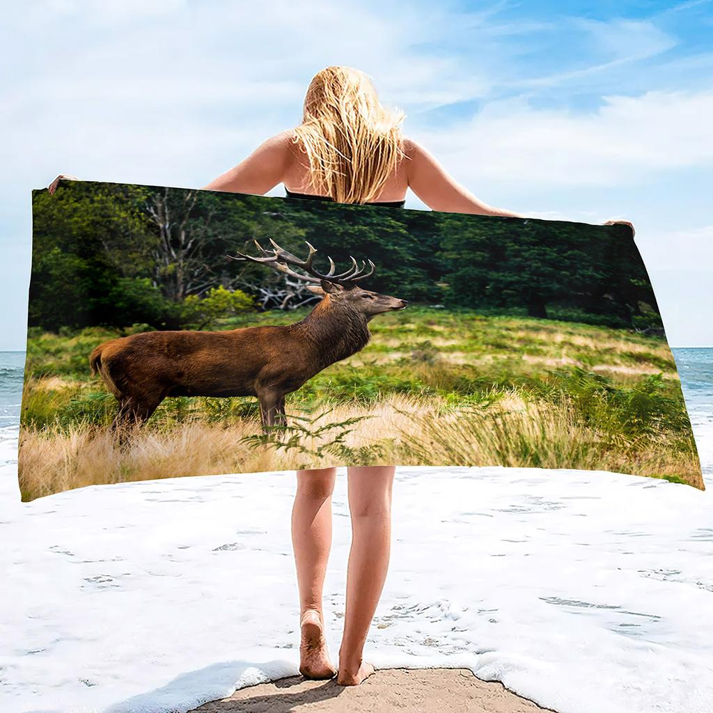 Elk Pattern Printing Series Seaside Vacation Beach Towel Swimming Bath Towel Sports Towel