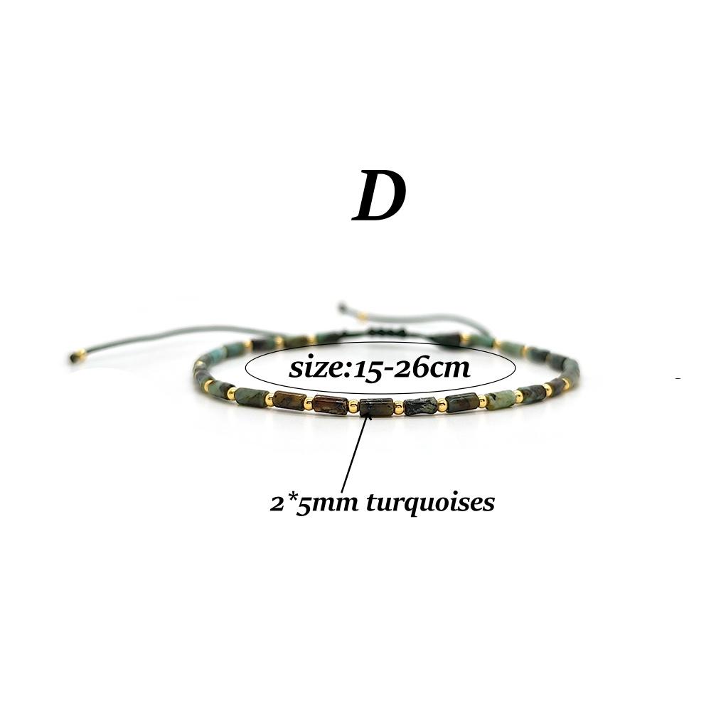 Vlen Natural Stone Turquoises Bracelets for Women 2mm/3mm/ Beads 18 K Golden Plated Bracelet Minimalist Pulseras Boho Jewelry