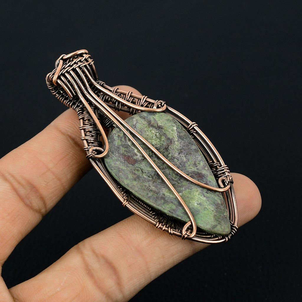 Dragon Blood Jasper Pendant, 999 Copper Wire Wrapped Gemstone Jewelry, Handmade Pendant, For Thanksgiving