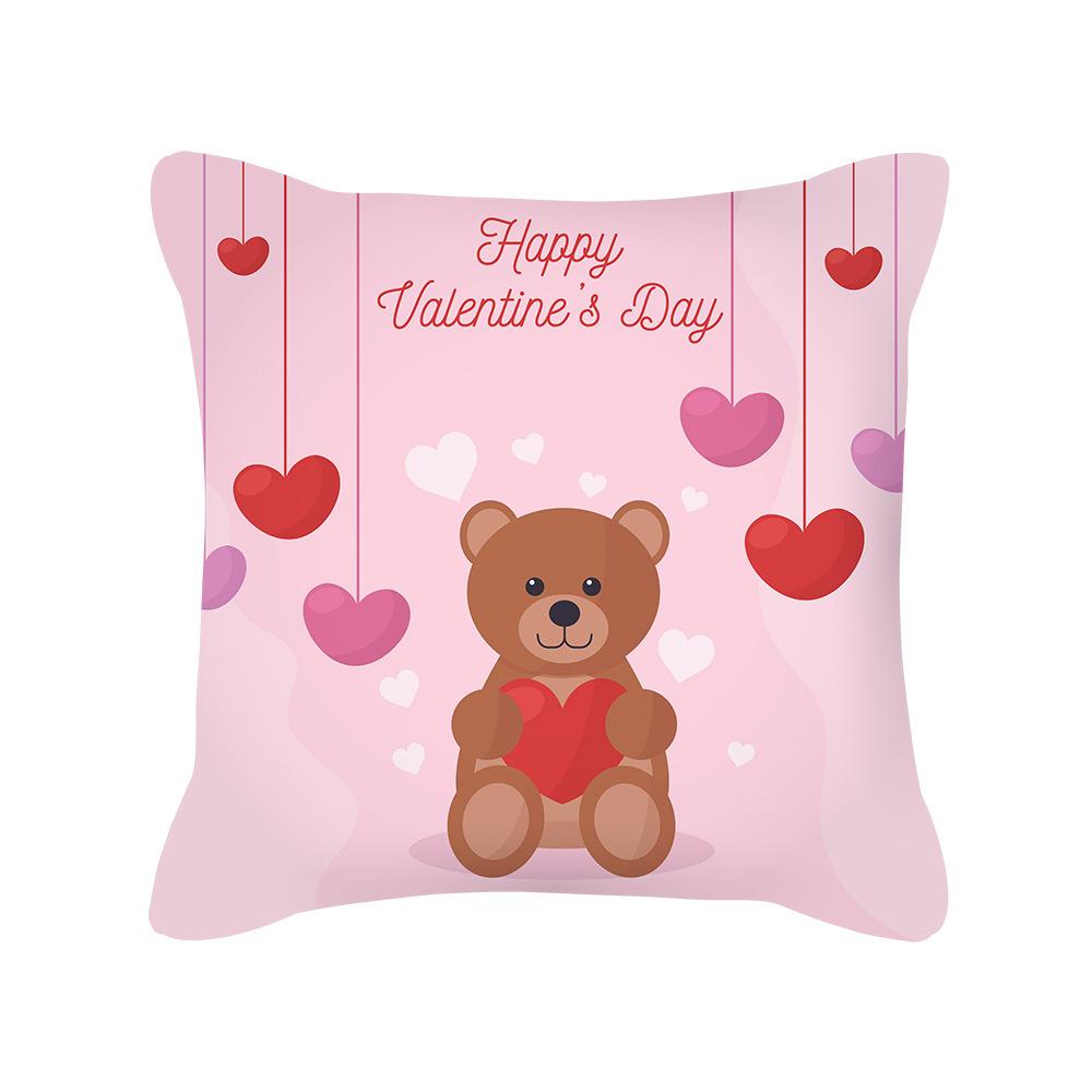Peach Skin Pillowcase Valentine's Day Pillowcase Pink Heart-shaped Pillow Romantic Series Home Decoration Sofa Cushion Cover