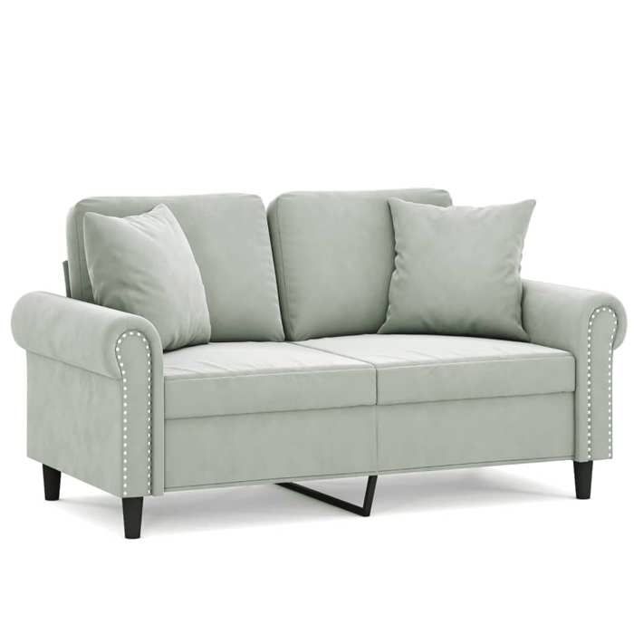 Canapé 2 places - Maison Exclusive - Velours gris clair - Cadre métal - 152x77x80 cm