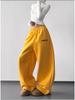 2026 Fall/Winter Red High-Waisted Wide-Leg Women's Sweatpants - Slimming, Casual, Sporty, with Drawstring, Long and Loose Fit.