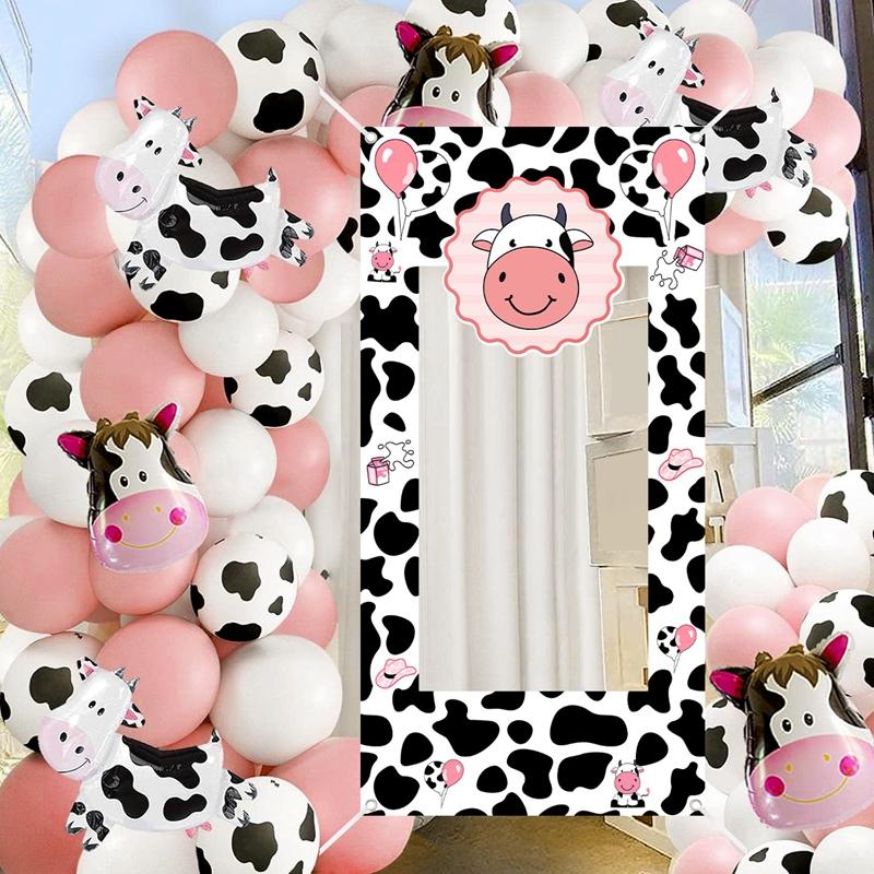 Cute Cow Theme Photo Booth Background Happy Birthday Decoration Farm Cow Birthday Decor Baby Shower Wedding Party Supplies