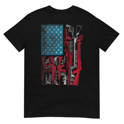 American Flag Guns Riffles Bullets US Flag Weapon Ammo Lover T-Shirt