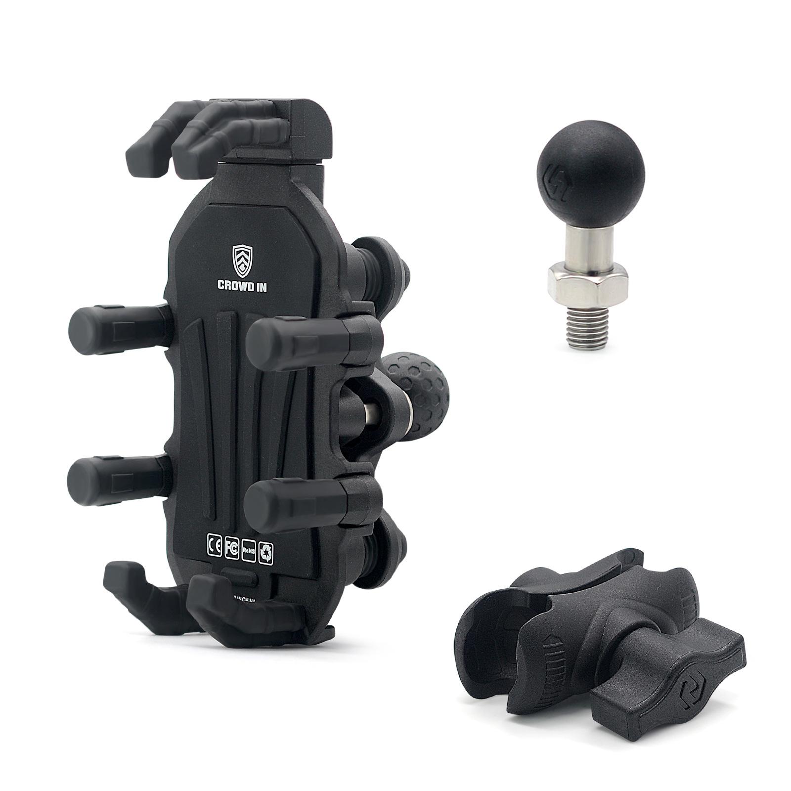 

WUPP ZH-1990A2 Motorbike Phone Holder Anti-Shock Aluminium Alloy Phone Mount with M10 Ball Type A