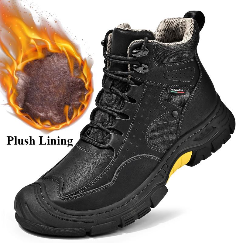 

Мужские высокие нескользящие походные ботинки, короткие ботинки для активного отдыха, теплая мягкая обувь для осени и зимы 44 темно-синий