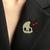 Unique Skeleton Cats Theme Metal Pin Creative Gift Mysterious Black Cats Jewelry For Gothic Culture Lovers