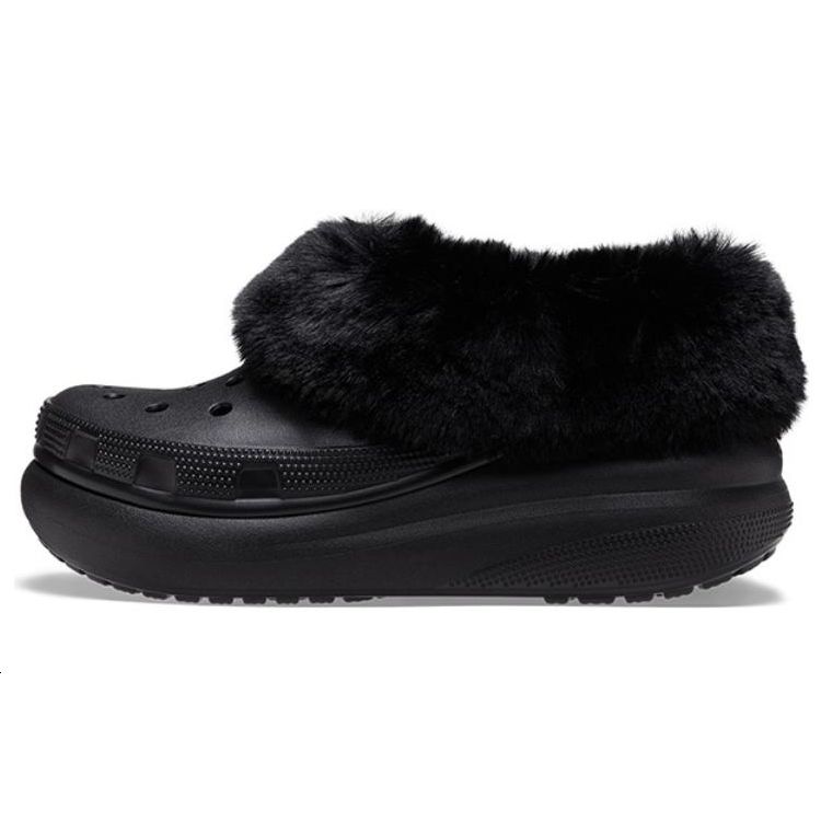 Crocs Clogs Warm Plush Shock Absorbing Non-Slip Durable Low-Top Casual Shoes Unisex Shoes Black 208446-001