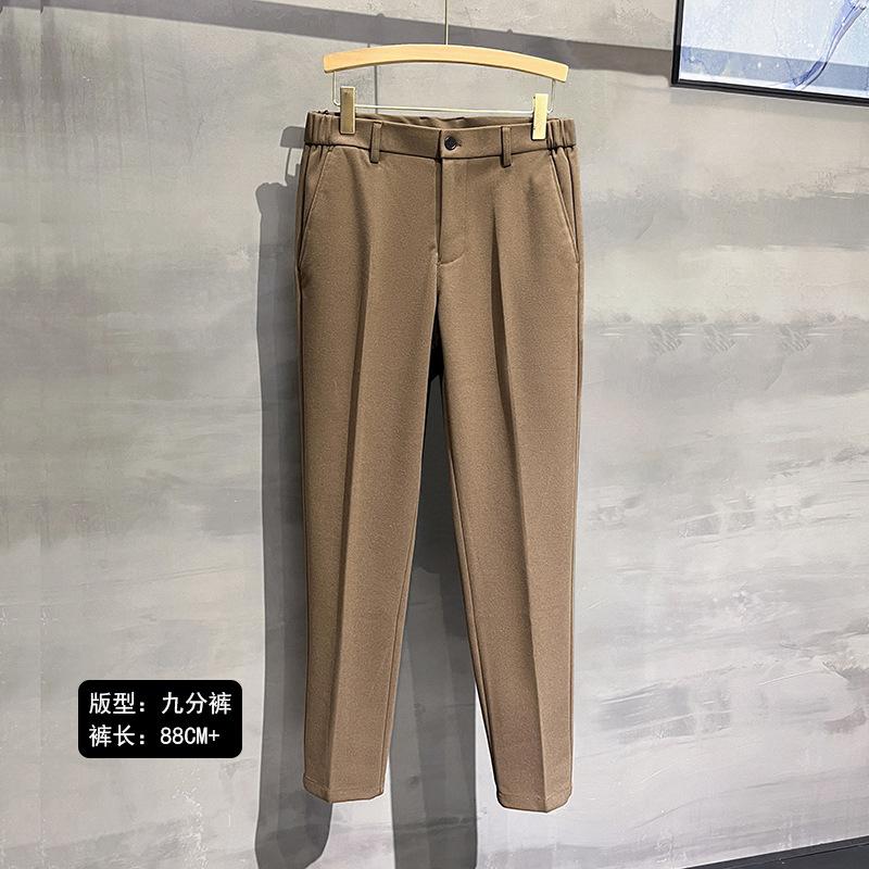 Autumn and winter new men's pants business casual men's straight slim pants long pants versatile solid color blue men's clothing