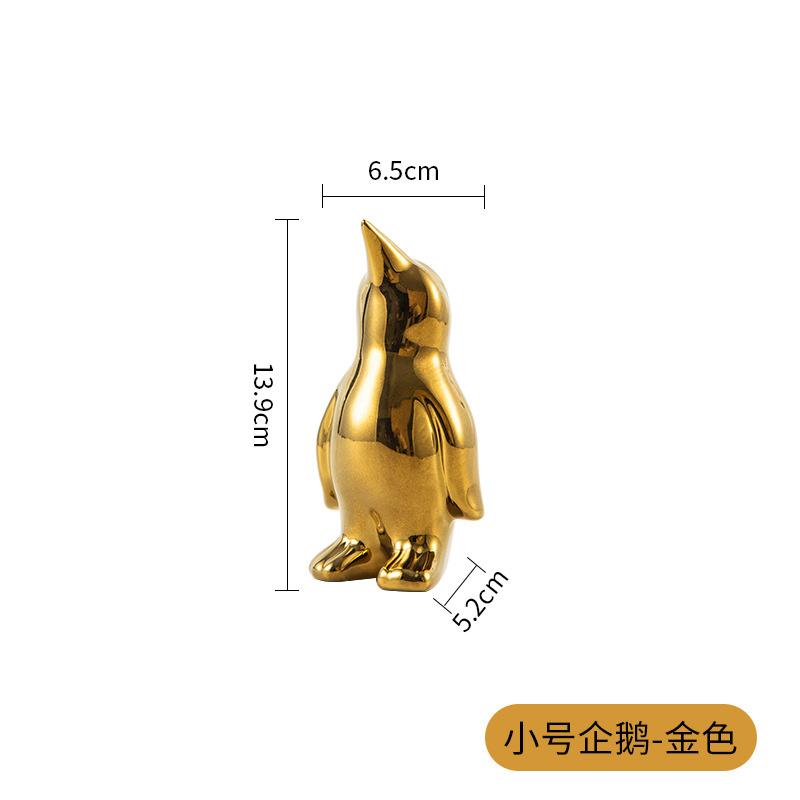 Creative Ceramic Craft Home Decor Accessorie Animal Cartoon Ceramic Figurines Golden Penguin Decoration Little Penguin Sculpture