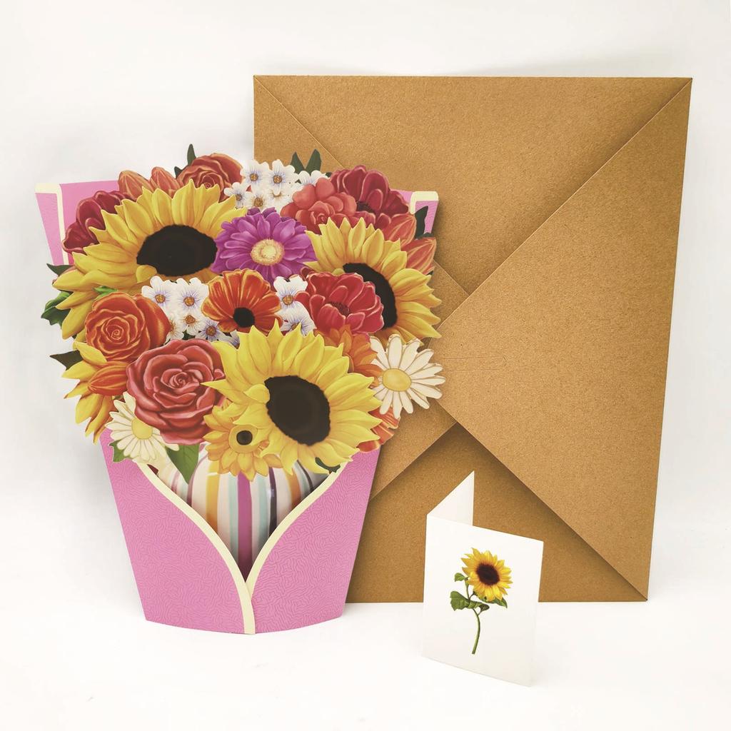 3D Pop Up Flower Greeting Card Creative Mother's Day Paper Multi-Style Thank You Postcard for Valentines Day Birthday Gift
