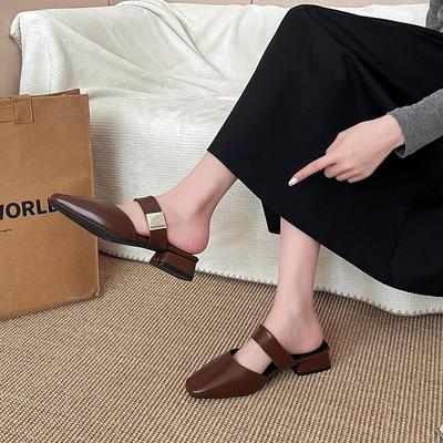 Temperament vielseitige Tasche Kopf Halbschuhe Damen Sommer neu retro dick niedriger Absatz Mary Jane Keilabsatz Sandalen Freizeitschuhe