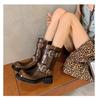 Spring New Square Head Mid-tube Boots Maillard Locomotive Boots Mid-heel Western Cowboy Boots Trendy Martin Boots Women's Boots