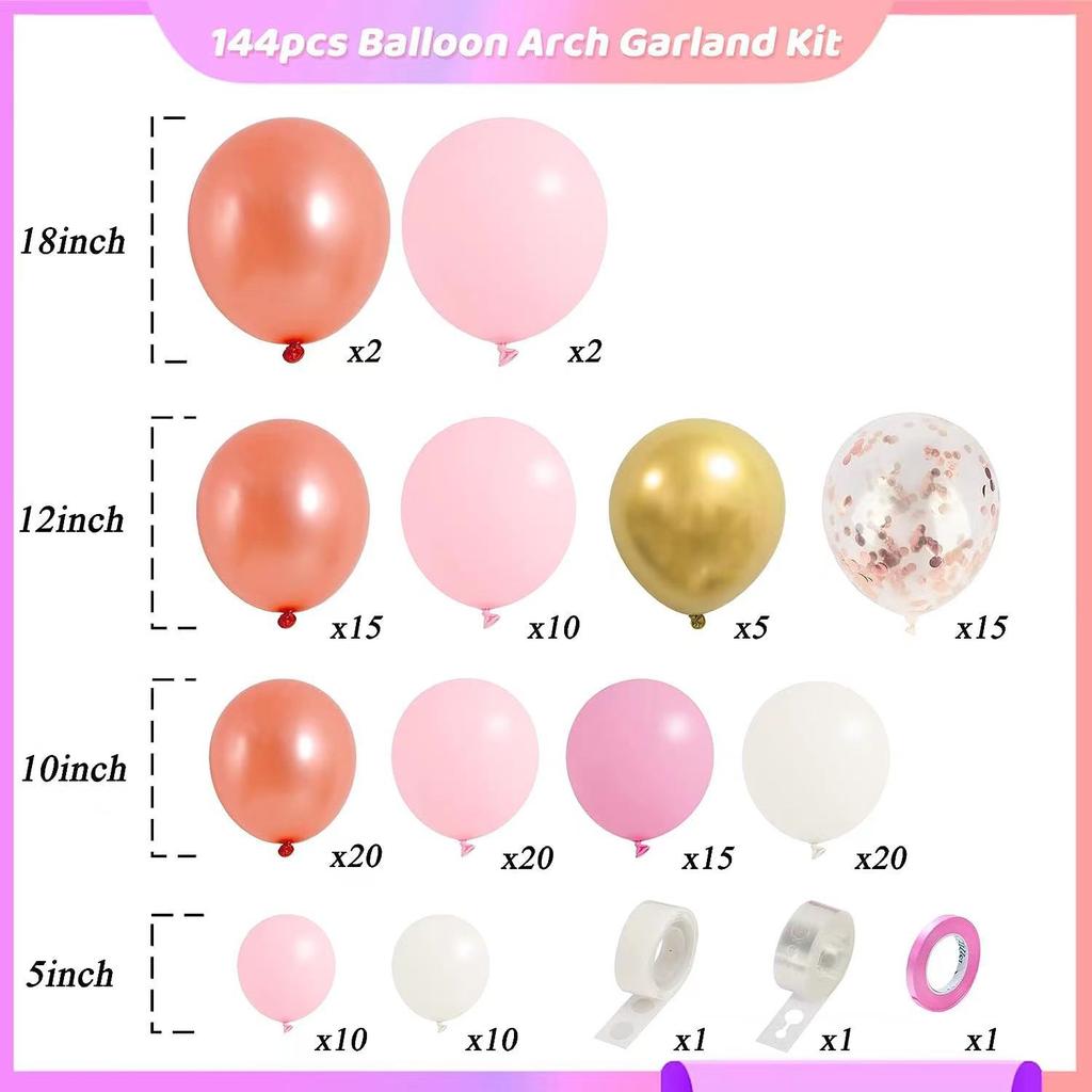 Pink Romantic Balloon Chain Set Birthday Wedding Party Atmosphere Decoration Balloon Package Arrangement