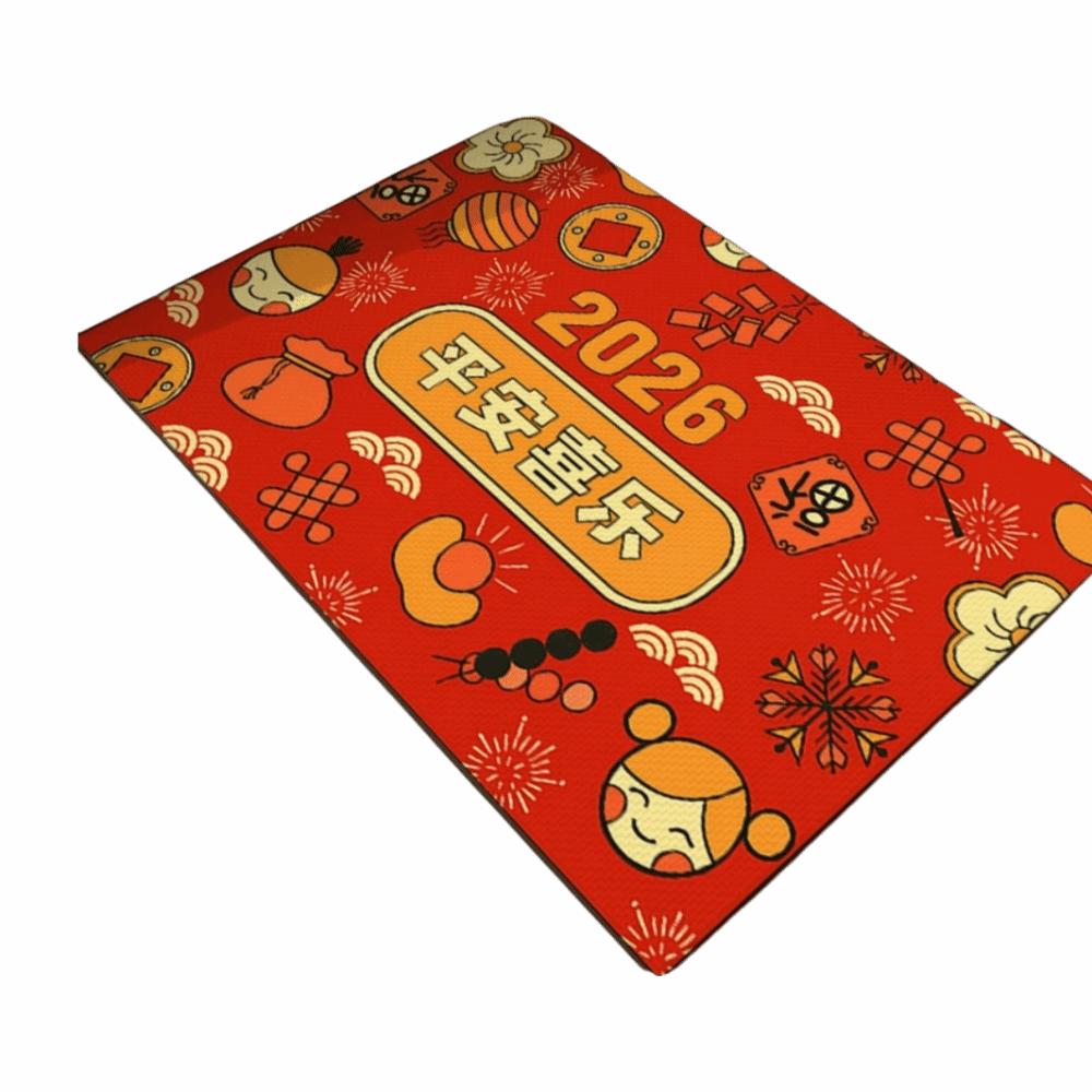 Cartoon Pattern Chinese New Year Door Mat Horse Pattern 40*60cm Horse Year Floor Mat Red Doormat Dirt Resistant