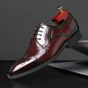 Bullock Embossed Oxford Shoes Men's Square Toe Leather Shoes Men