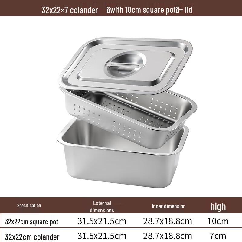 Wuhe 304 Stainless Steel Rectangular Food Pan Set