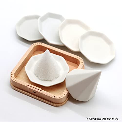 Kamidana No Sato Morishio Set, Octagonal, Small, Includes 5 Unglazed Octagonal Plates, Easy To Make Morishio, Solidifying Container, Good Luck, Protec