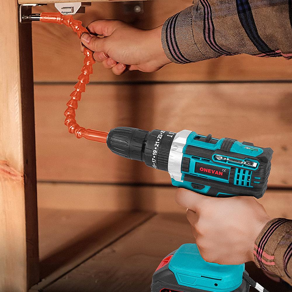 ONEVAN Electric Impact Drill 25+3 Torque 500W Cordless Electric Screwdriver Woodworking Power Tool For Makita 18V Battery Pin