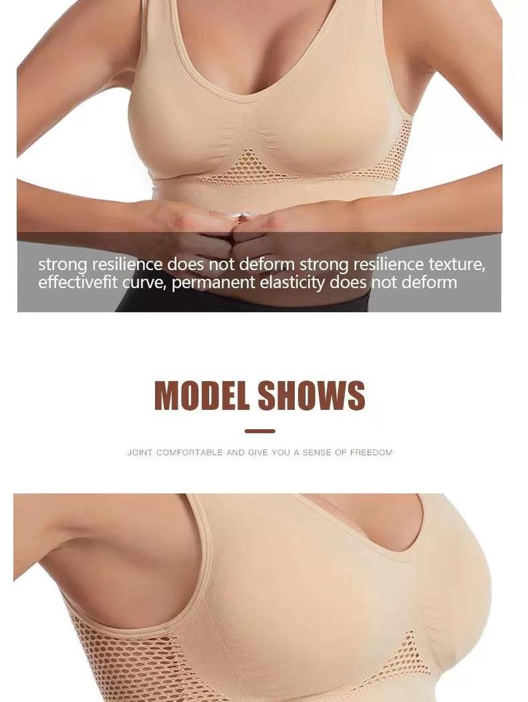 Plus Size Breathable Mesh Sports Bra for Yoga & Running