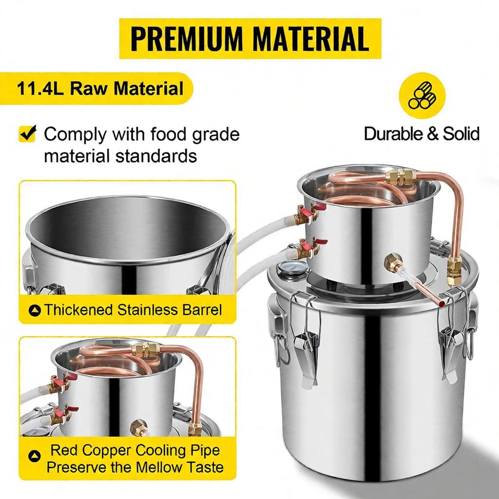 Alambic Wine Distiller Alcohol Moonlight 5 Gal DIY Still Stainless Steel Home Brewing