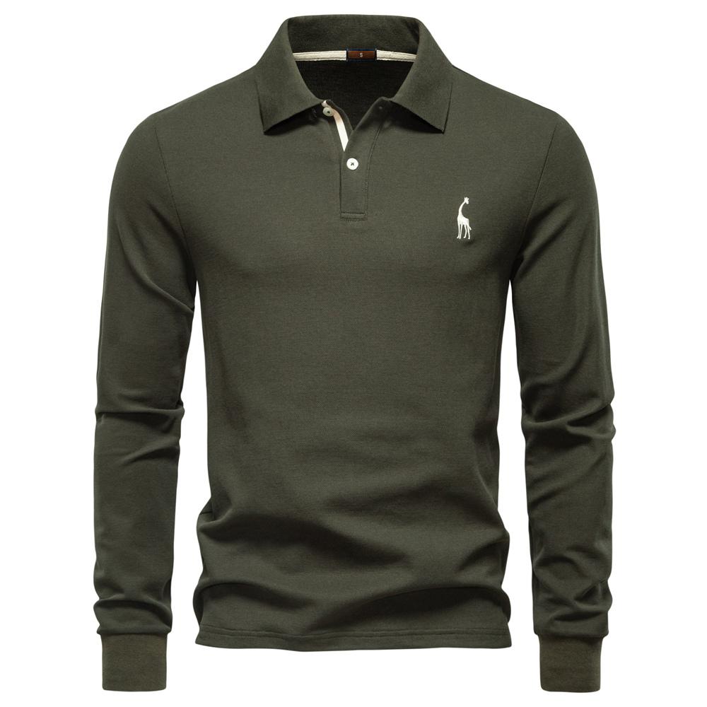 AIOPESON 2025 Koszulka Polo Business Casual Męska Jednolity Kolor Długi Rękaw Mieszanka Bogata w Bawełnę Oddychające Polo Męskie