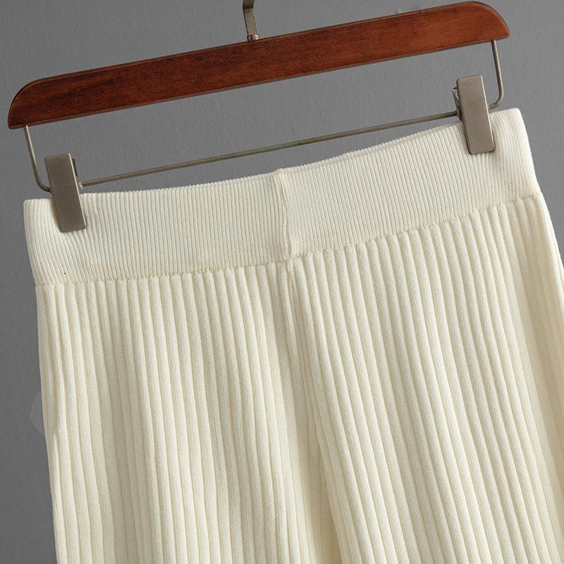 GMXIA Ležérní styl Kulatý výstřih Rozparkový svetrový set pro ženy, Dva volné a měkké pletené svetry na podzim a zimu