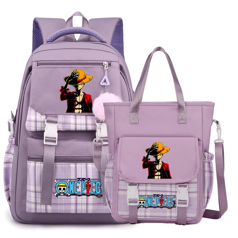 2Pcs/set Anime One Piece Large Capacity Handbag for Teenager Student Children Girl Boy Back To School Washable Versatile Crossbody Shoulder Bag