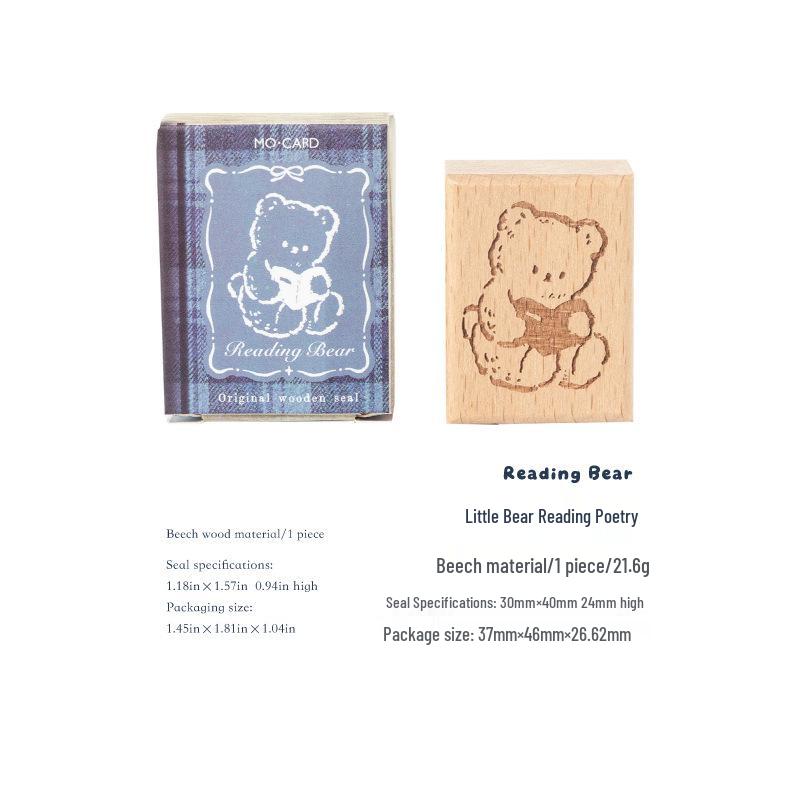 Mò Mò Beech Wood Retro Hand-Painted Pattern Journal Seal Stamp 30x40x20