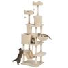 Cat Scratching Post, 206cm Tall, with 4 Posts. Caves, Baskets, and Hammocks. 6kg. Beige