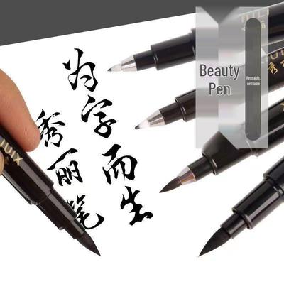 Refillable Calligraphy Brush Pen with Fountain Pen Style Nib for Small and Medium Script, Practice, and Signatures
