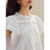 INMAN French Lace Flutter Sleeve Ruffle Collar Blouse