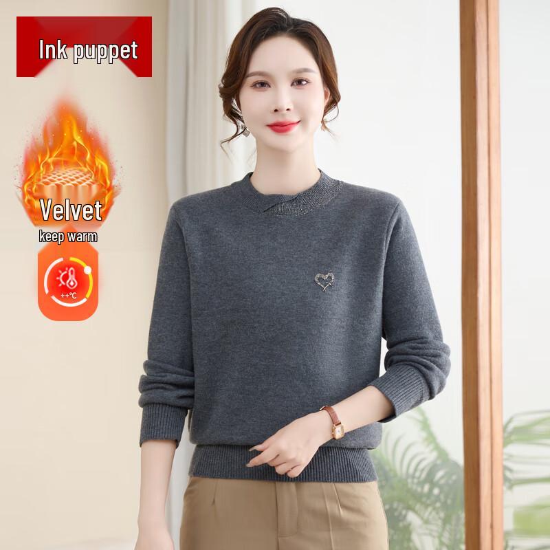 

Women s Elegant Rhinestone Mock Neck Fleece-Lined Knit Top 3XL