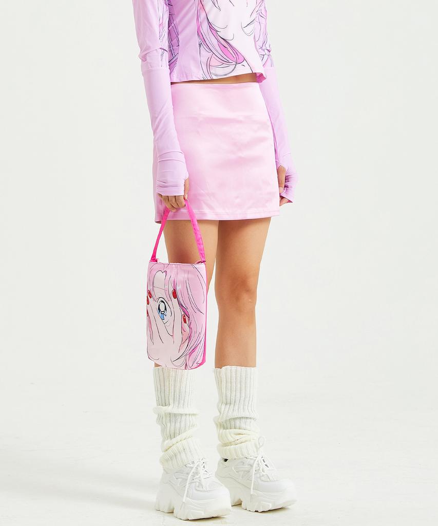 Romantics Satin Low-Rise Mini Skirt Pink