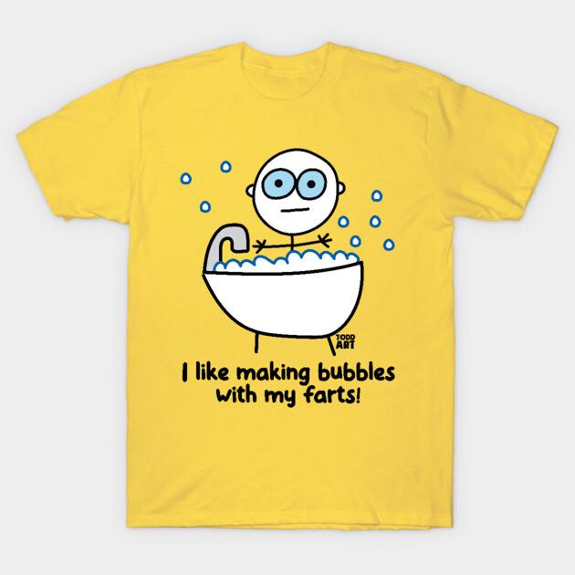Asian Size Men Black Print T-shirt Fart Bubbles No-Cut Print Cotton Tshirt 4XL жёлтый
