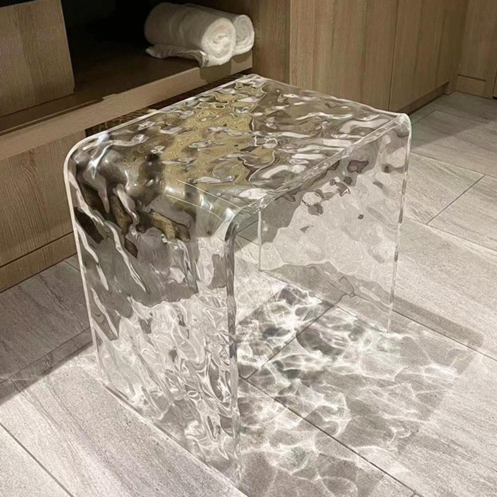 Water Ripple Acrylic Stool, Shoe Changing Stool, Footstool, Bathroom Stool, Makeup Stool, Leisure Seat Chair, Furniture