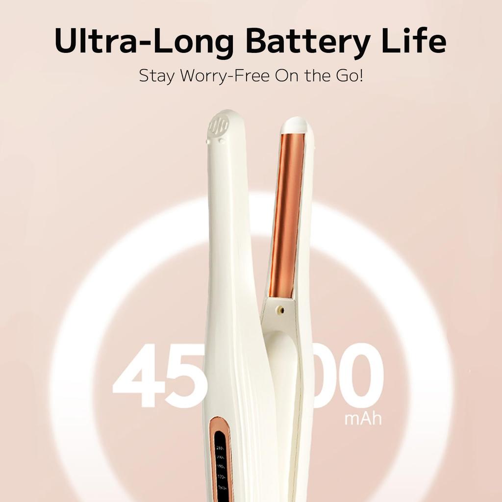PLUZZ Hair Mini Iron for Straightening and Compatible with Fast 5 Temperature 200 Million Negative Silk for Compact for Ceramic High with Function