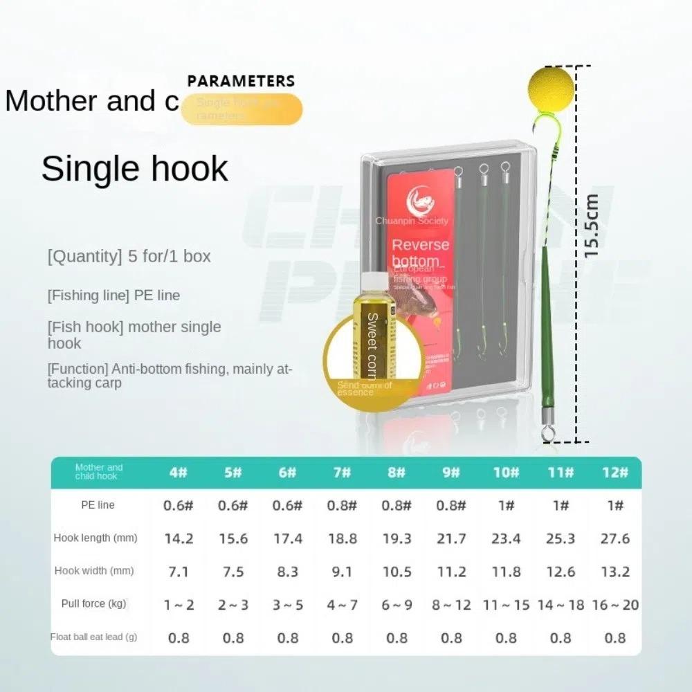 

5 шт. Размеры 4#-12# Карповые оснастки Набор из 5 шт. Готовые карповые оснастки Рыболовные снасти Рыболовные волосяные оснастки Рыбалка