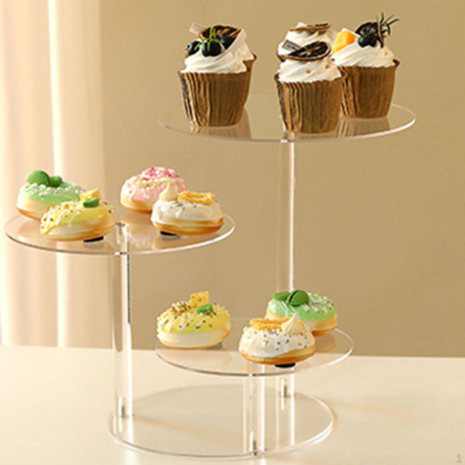 

3-х уровневая акриловая подставка для кексов, стойка для демонстрации торта со светодиодной подсветкой, прозрачный держатель для закусок на юбилеи As Described