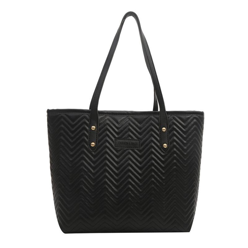 

Женская сумка, модная сумка через плечо, текстура, однотонная, подмышечная сумка, большая вместимость, нишевая, иностранного стиля, универсальная сумка-тоут чёрный