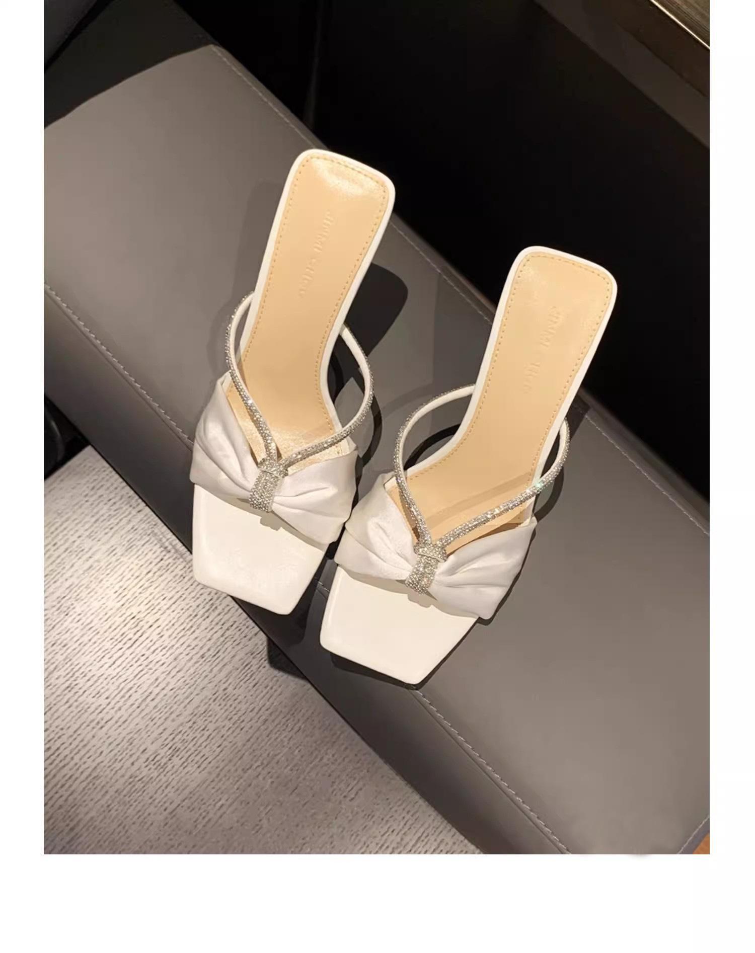 

2025 new rhinestones not tired feet champagne high heels women s stiletto sandals purple cool slippers women s summer wear 42