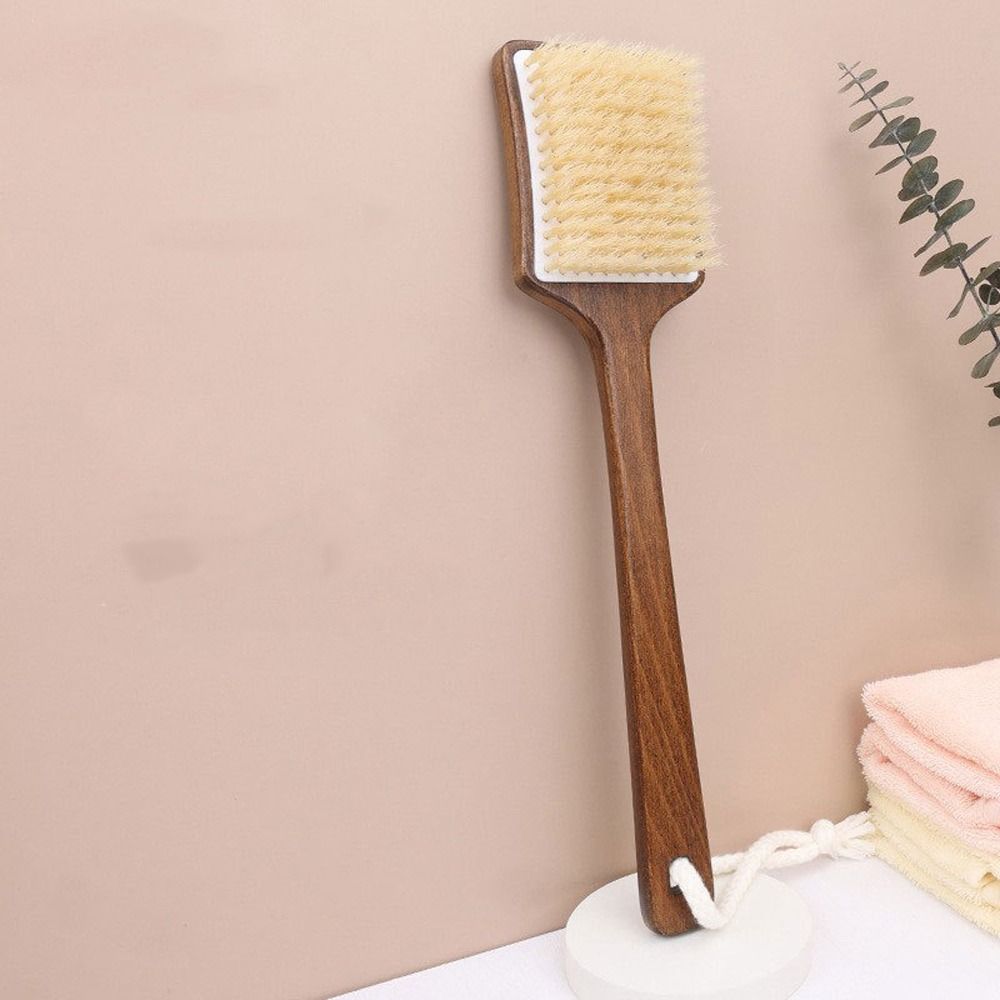 Ergonomic Long Handle Hair Brush Wood Bath Brush Scrubbing Brush Shower Back Scrub  Skin Cleanser