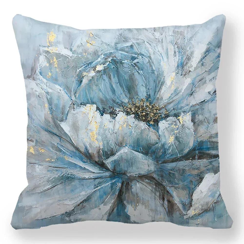 Flower Printing Throw Pillow Covers Vintage Oil Painting Birds Floral Square Cushion Cover Pillowcases for Sofa Home Decor 45cm